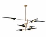 Suspension moderne et originale à 6 têtes sur fond blanc