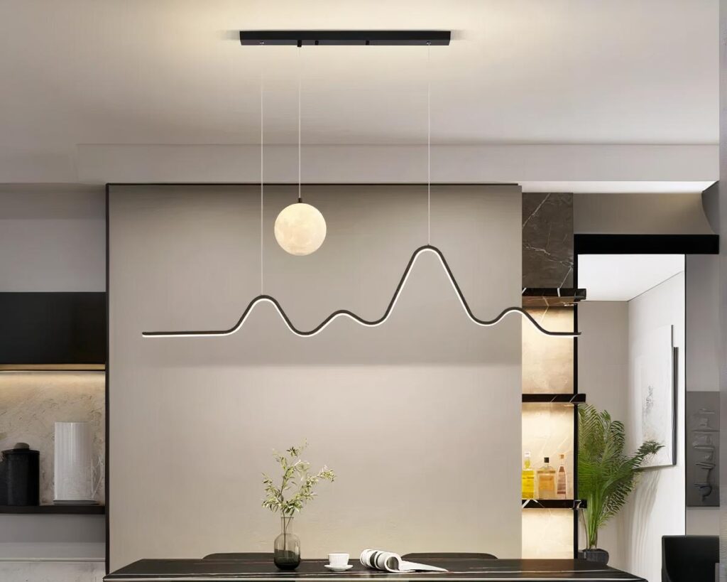 Suspension moderne et tendance au design original sur fond gris