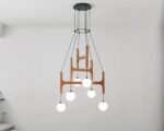 Suspension rétro LED minimaliste à six têtes sur fond gris