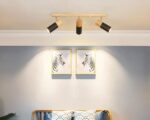 Suspension en bois avec 3 spots peints en noir