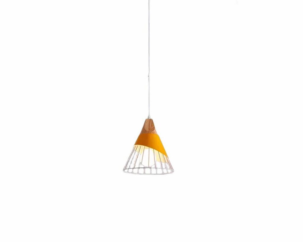 Suspension scandinave LED colorée et discrète sur fond blanc