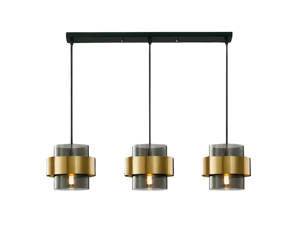 Suspension verre LED minimaliste et luxueuse sur fond blanc