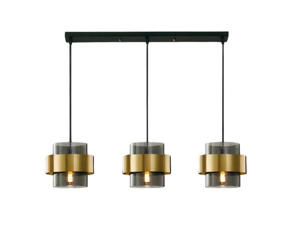 Suspension verre LED minimaliste et luxueuse sur fond blanc