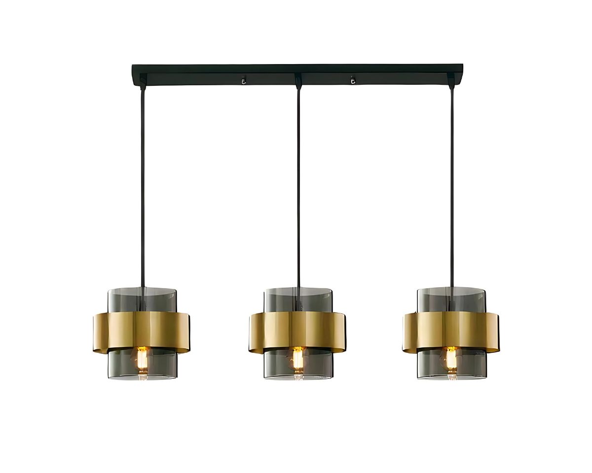 Suspension verre LED minimaliste et luxueuse sur fond blanc