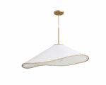 Suspension tissu LED style japonais décoratif sur fond blanc