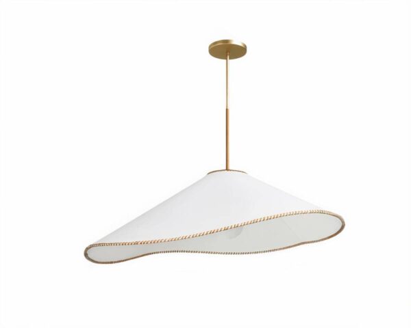 Suspension tissu LED style japonais décoratif sur fond blanc