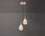 Suspension goutte d’eau en acrylique doré, modèle 2 : deux gouttes plates à monture dorée