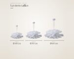 Comparatif des trois tailles du suspension fleur : Ø 40, 50 et 60 cm